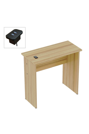 Mahmayi Modern MP1 Study Table, 80x40 with Black BS02 Desktop Socket with USB A/C Port Coco Bolo
