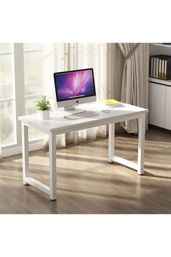 Mahmayi Stylish ZCD-25W White Computer Desk with Adjustable Leg Pads Ideal for Home, Office