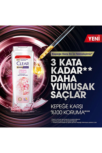 Clear Kepeğe Karşı Etkileyici Besleyici Şampuan Yumuşak Parlak Kiraz Çiçeği Esansı 600 ml X3