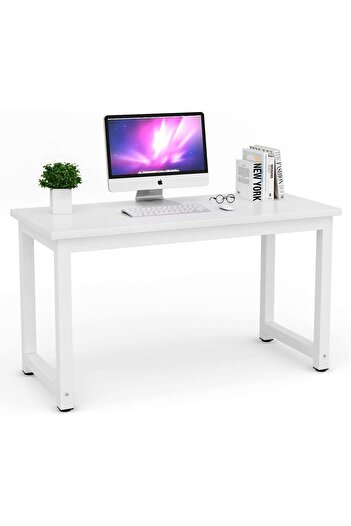 Mahmayi Stylish ZCD-25W White Computer Desk with Adjustable Leg Pads Ideal for Home, Office