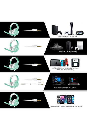 Sades Spirits Cyan Gaming Headset SA-721, 3.5mm Wired Headphones with Mic