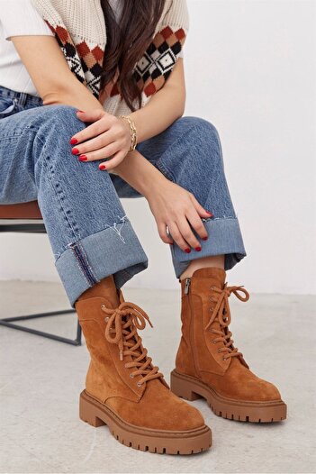 NILUFARR Γυναικείες μπότες Yelenda Tan Suede Leather