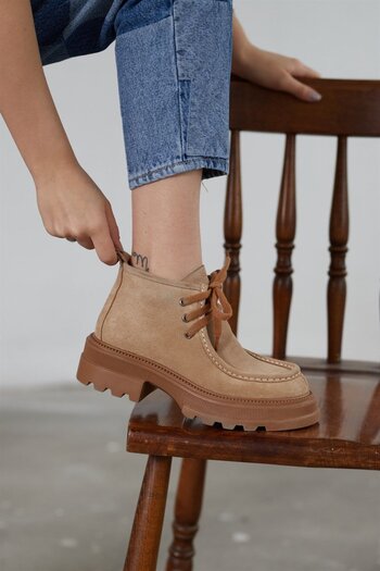 NILUFARR Γυναικείες μπότες Gabriela Biscuit Γνήσιες Suede