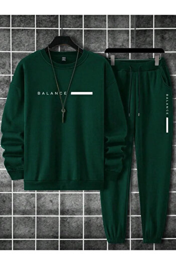 Altamira Σετ ανδρικής φόρμας Green Balance με στάμπα Oversize Crew Neck