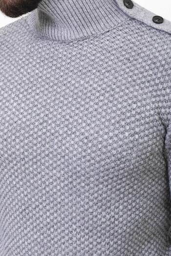 Mcr Pulover pentru bărbați din lână, cu model, slim fit, cu gât complet, gri deschis - 11405.22K