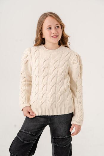 GİYİCEM Girl's Harry Hair Stricked Pearl Detailed Sweater