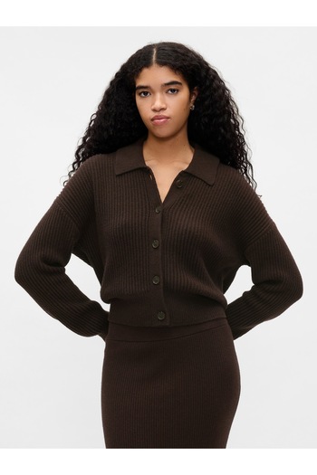 GAP Kadın Kahverengi CashSoft Relaxed Rib Hırka