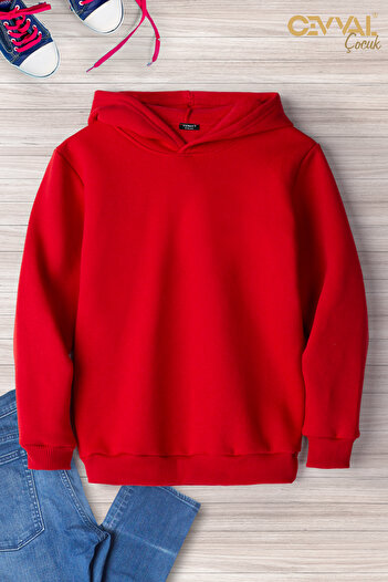 Cevval Unprinted Solid Color Hooded Oversize Children's Sweat Shirt