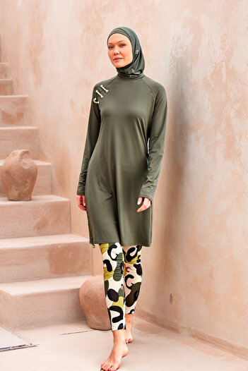 Marina Lycra Khaki Full Covered Hijab Swimsuit M2467