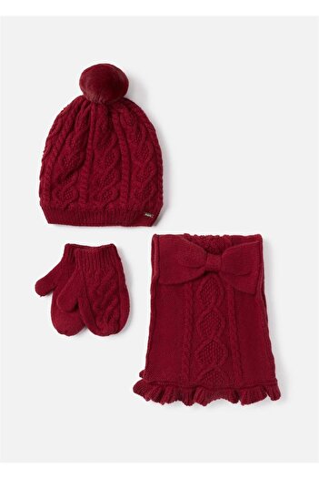MAYORAL Red Baby Girl Gloves and Hat Scarf Set - 10768