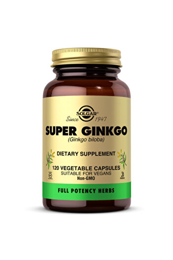 Solgar Super Ginkgo Full Potency Herbs, 120 Vegetable Capsules