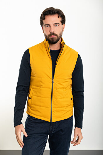 Mcr Straight Slim Fit Judge Collar Men's Puffer Vest Mustard - 40939.23K