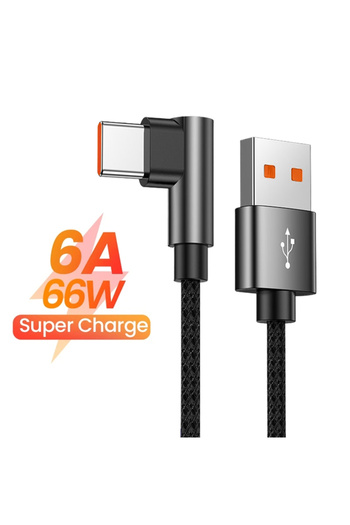 Choice 3m Black 6A 66W Type C USB Fast Charging Cable for Huawei Xiaomi 14 Redmi Honor OPPO Realme POCO 90