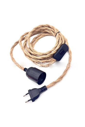 Choice Industrial Retro Hanging Lamps Hemp Cord Twisted Cable E27 Lamp Holder for Bedroom Corridor Balco...