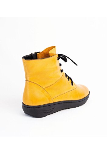 İNZE AYAKKABI Yellow Genuine Leather Boots - Model Name Curie