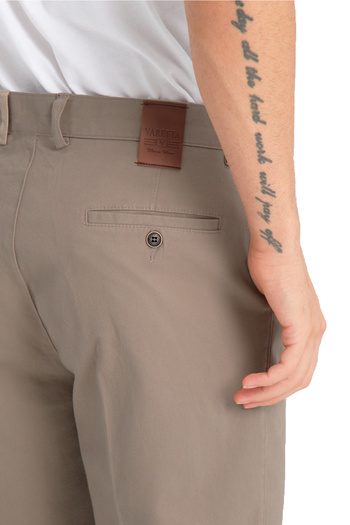 Varetta Men's Earth Color Casual Chino Regular Cut Lycra Canvas Trousers with Pockets