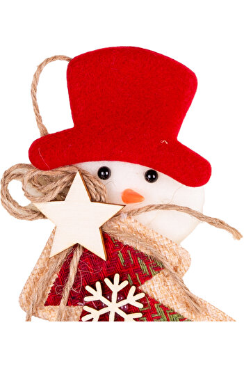 Herdekora Christmas Ornament Snowman Pine Tree Figured Red 16X17 Cm.