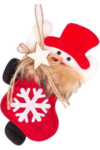 Herdekora Christmas Ornament Snowman Socks Figured Red 13X21 Cm.