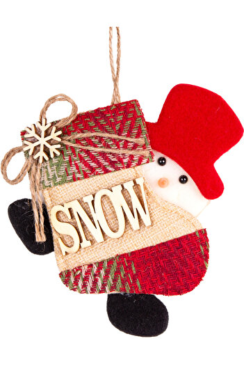 Herdekora Christmas Ornament Snowman Socks Figured Red 16X17 Cm.