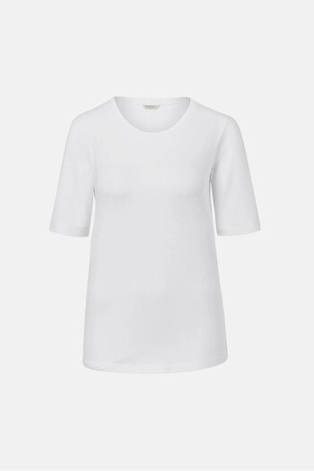 Tchibo Women Crew Neck Solid Short Sleeve Tee, White
