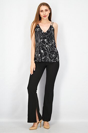 Esprit Women V-Neck Sleeveless Allover Tank, Black