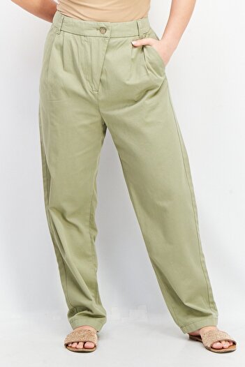 Esprit Women Regular Fit Solid Chino Pants, Sage Green