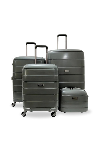 Rower Hardshell PP TSA Lock Suitcase, Unbreakable Expandable Bags, 4 Pcs Luggage Trolley Set Grey