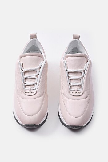 NILUFARR Balla Pudra Hakiki Deri Kadın Sneaker