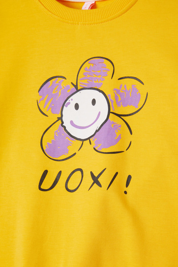 Cansın Mini Sarı Papatya Baskılı Kız Çocuk Sweatshirt 16612
