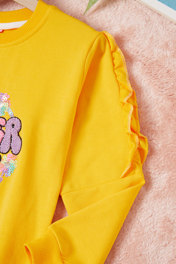 Cansın Mini Sarı Summer Yazı Nakışlı Kız Çocuk Sweatshirt 16582