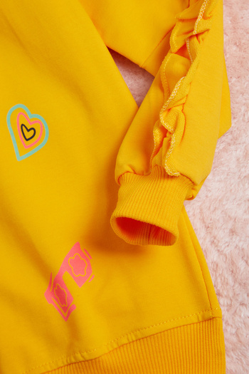 Cansın Mini Sarı Çiçek Nakışlı Uzun Kol Kız Çocuk Sweatshirt 16303