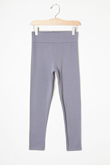 Cansın Mini Girl's Gray Ribbed Plain Tights 16396