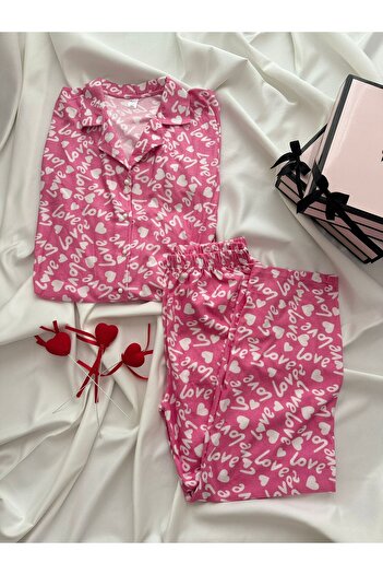 BOYRAZ süet düğmeli pijama takımı
