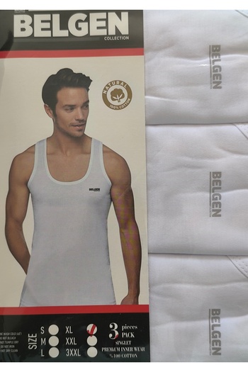 AKY Beligen Men's White 3-Piece Cotton Combed Athlete