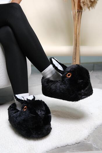 Oksit Earna Rabbit Model Inflatable Plush Women's Slippers
