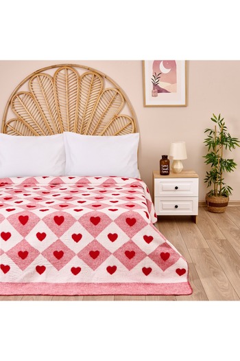 Evidea Soft Heart Cotton Double Blanket - Red - 200X220 cm
