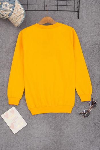 Cansın Mini Sarı Çiçek Nakışlı Kız Çocuk Kız Çocuk Sweatshirt 17190
