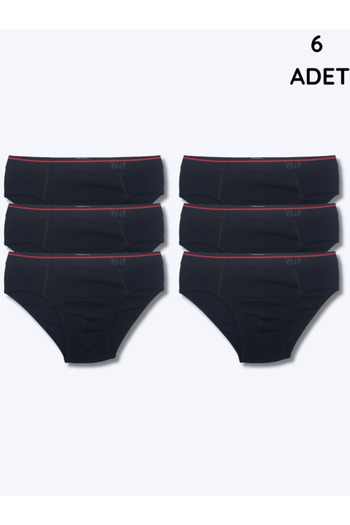 Elit Elite 1351 Men's Black İncebel Belted Slip - Pack of 6