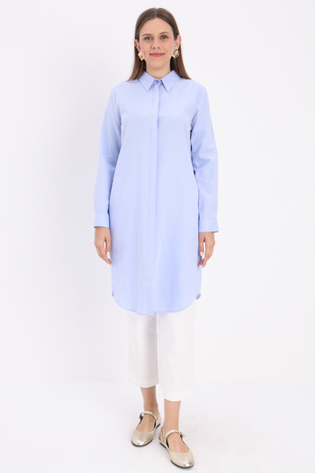 ALLDAY Blue Hidden Placket Cotton Shirt Tunic