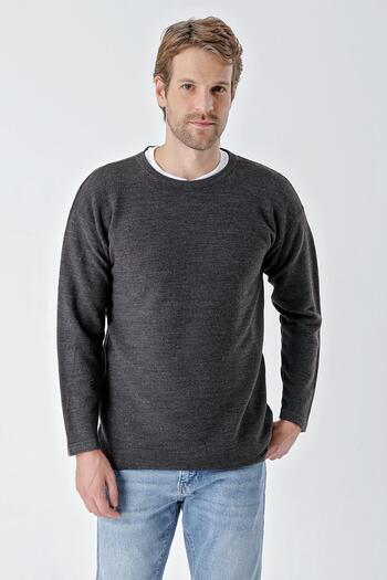 CHUBA Men's Crew Neck Links Knit Standard Fit Knitwear Sweater Anthracite 24W204
