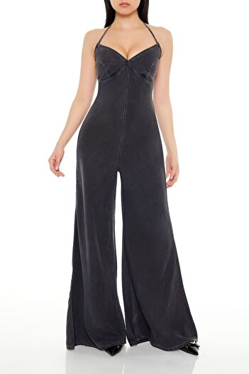 Forever 21 Halter Yaka Wide-Leg Tulum