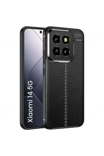 Fibaks Xiaomi Mi 14 Case with Camera Protruding Leather Look Stitching Pattern Protective Cover Case