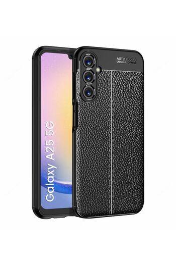 Fibaks Samsung Galaxy A25 Case with Camera Protruding Leather Look Stitching Pattern Protective Cover Case