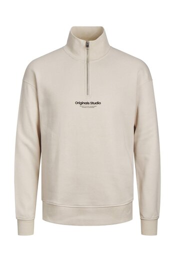 Jack & Jones Ανδρικό βαμβακερό φούτερ Jack&Jones με φερμουάρ μπεζ 12241777