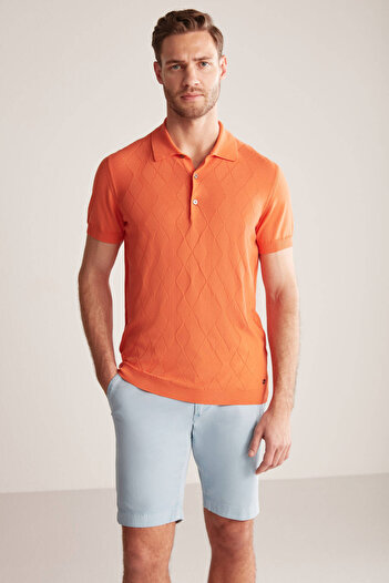 Hemington Argyle Desen Giza Pamuk Turuncu Triko Polo
