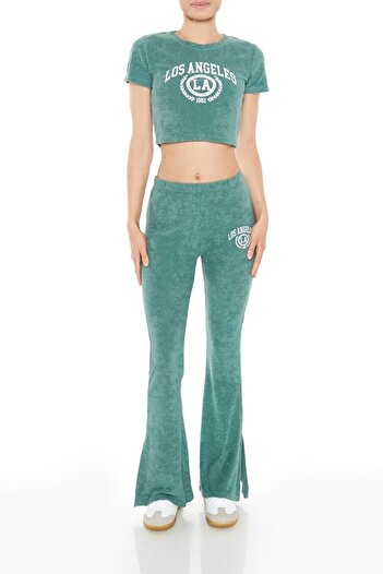 Forever 21 Los Angeles Baskılı Flare Pantolon