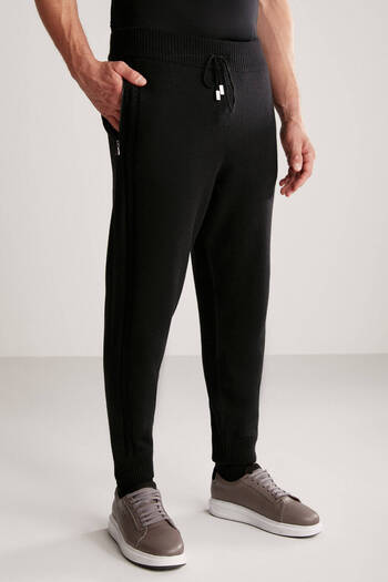 Hemington Cashmere-Silk Blend Black Sports Knitwear Trousers