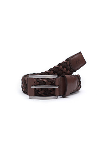 Hemington Dark Brown Handmade Suede Leather Braided Belt