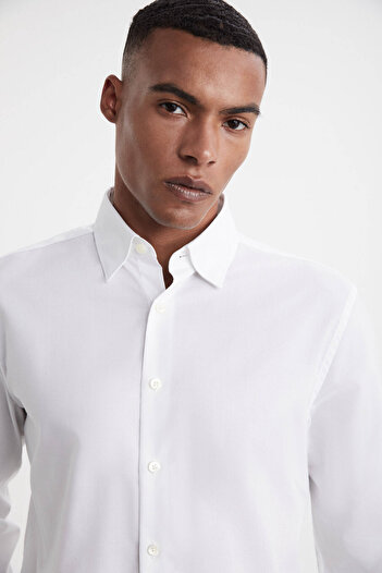 Hemington White Bird Eye Textured Non-Iron Business Shirt