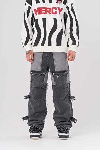 go gang own Overalls Baggy Pants with Patch and Pocket Detail